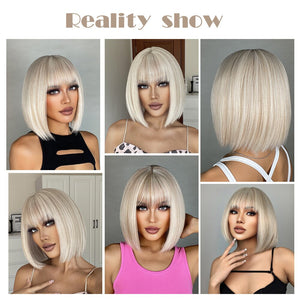 EASIHAIR Synthetic Bob Wigs with Bang Short