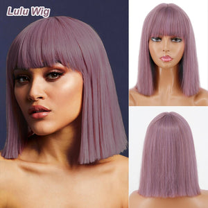 Synthetic Blonde Wig with Bangs Short Wigs for Women
