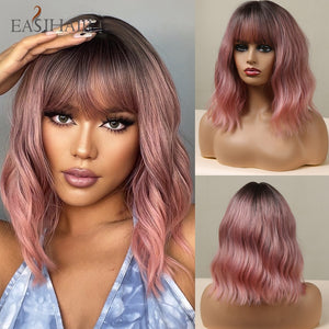 EASIHAIR Synthetic Bob Wigs with Bang Short