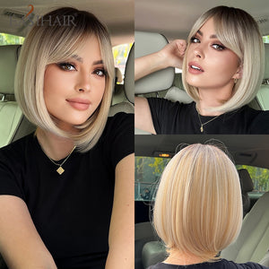 EASIHAIR Synthetic Bob Wigs with Bang Short