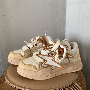 Women 2023 White Sneakers Lightning Appliques Shoes