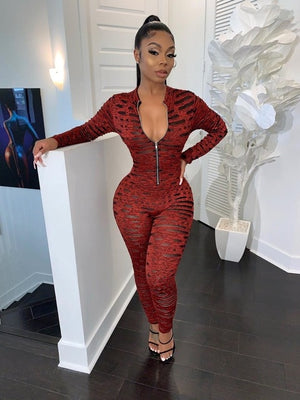 New Sexy Stand Neck Skinny Jumpsuit