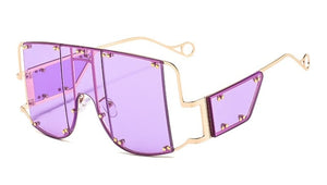 Metal Rivet Eyewear Oversized Mirror Square Sunglasses