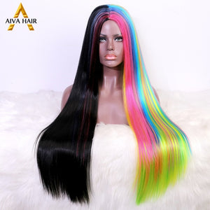 AIVA Hair Rainbow Colour Synthetic Wig For Black Women