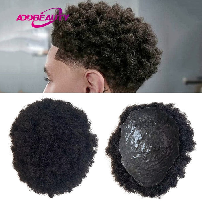 Afro Hair Repacement Toupee  for Black Man Natural Color