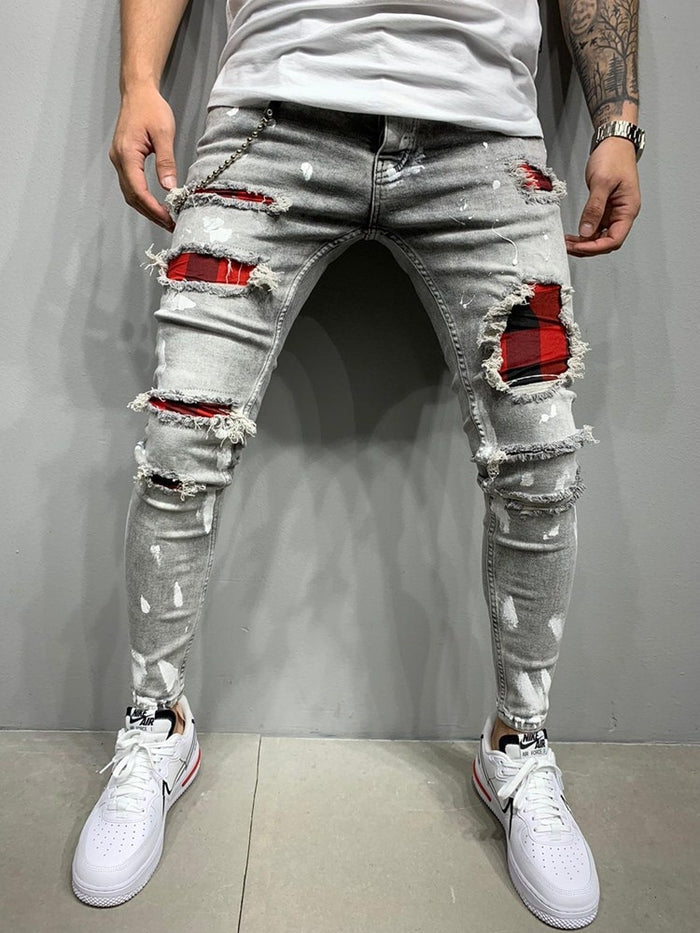 New Style Ripped Print Jeans
