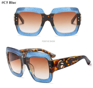 HBK Luxury Italy Brand Oversized Square Sunglasses