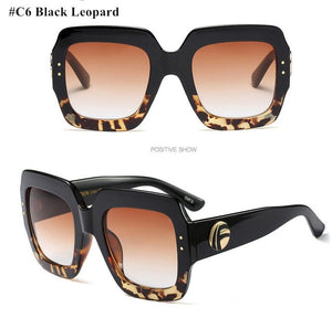 HBK Luxury Italy Brand Oversized Square Sunglasses