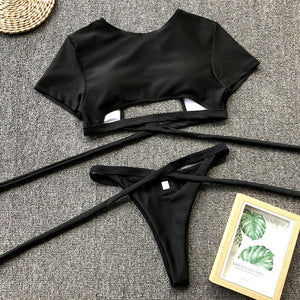 Sexy high neck bikini 2019 Leopard print swimsuit female crop top High cut bikini
