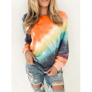 Long Sleeve T shirt Women Rainbow Tops