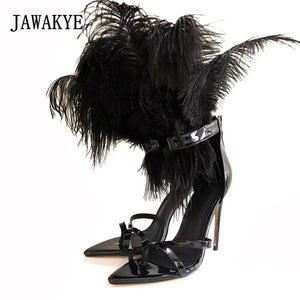 New Runway Feather heels Sandals