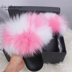 Real Fox Fur Slides For Women