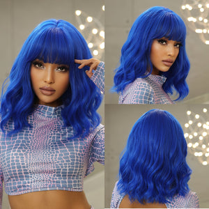 Blue Short Bob Cosplay Lolita Synthetic Wigs