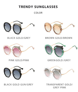 Luxury Round Crystal Sunglasses Brand Designer For Women