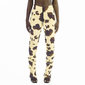 Sweatpants Leopard Print Women Stacked Leggings