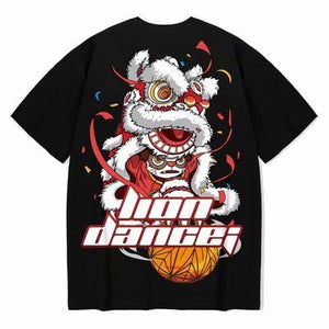 T-shirt Lion Dance Print Tide