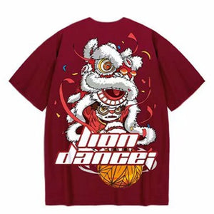 T-shirt Lion Dance Print Tide