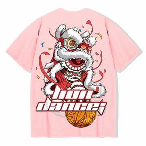 T-shirt Lion Dance Print Tide