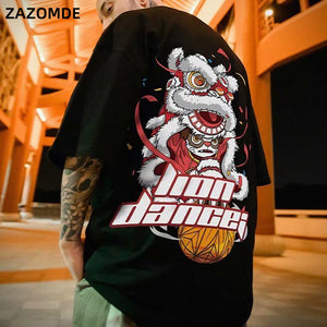 T-shirt Lion Dance Print Tide