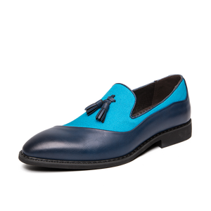Blue Tassel Italian Graceful Man Dress Shoes